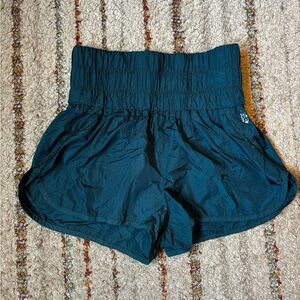 Free People Blue Athletic Shorts with Wide Elastic Waistband